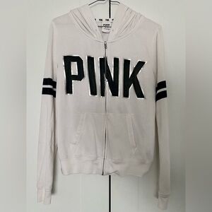 PINK Victoria’s Secret Full-Zip Hoodie Medium White Black